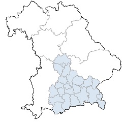 Bayernkarte Oberbayern Bayernkarte Oberbayern hervorgehoben
