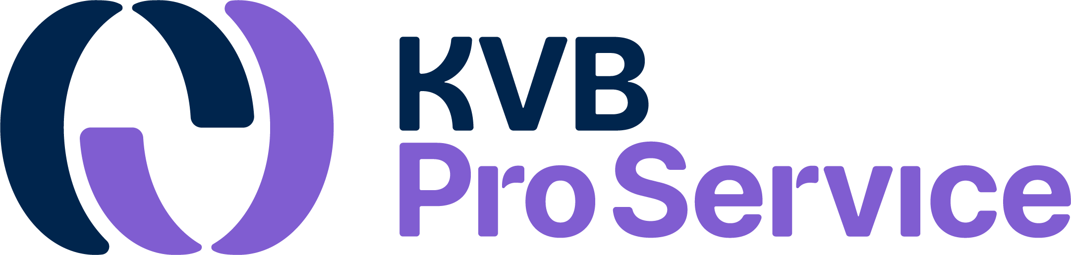 Logo KVB-Abrechnungservice "KVB ProService" Abstrakte Kugelsymbolik mit Schriftzug KVB ProService